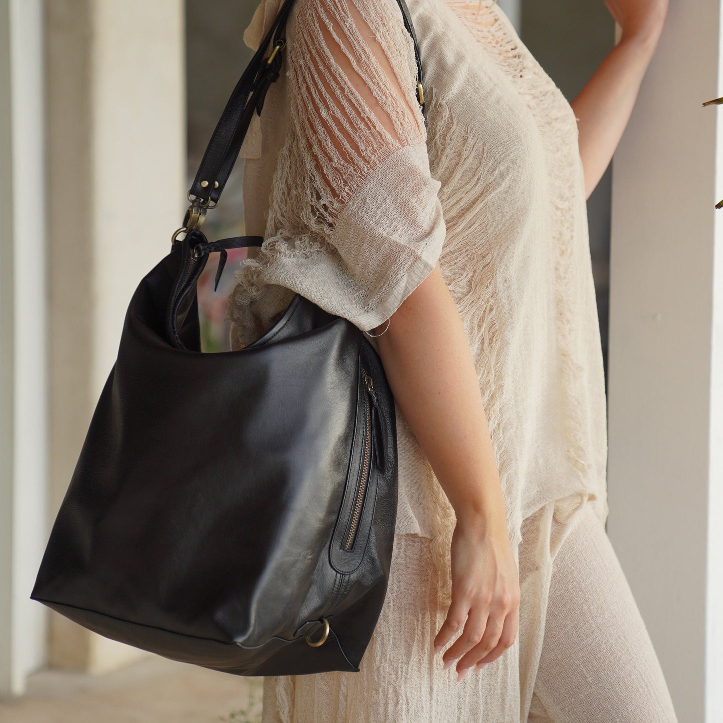 Leather Backpack, Leather Shoulder Bag, Large Bag, Leather travelbag