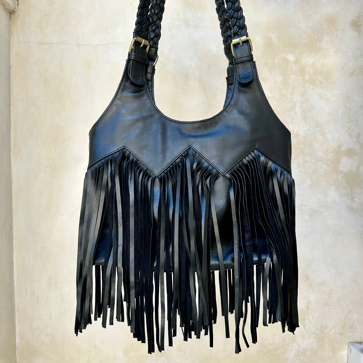 Black Fringe Shoulder Bag, Western Purse, Boho Purse
