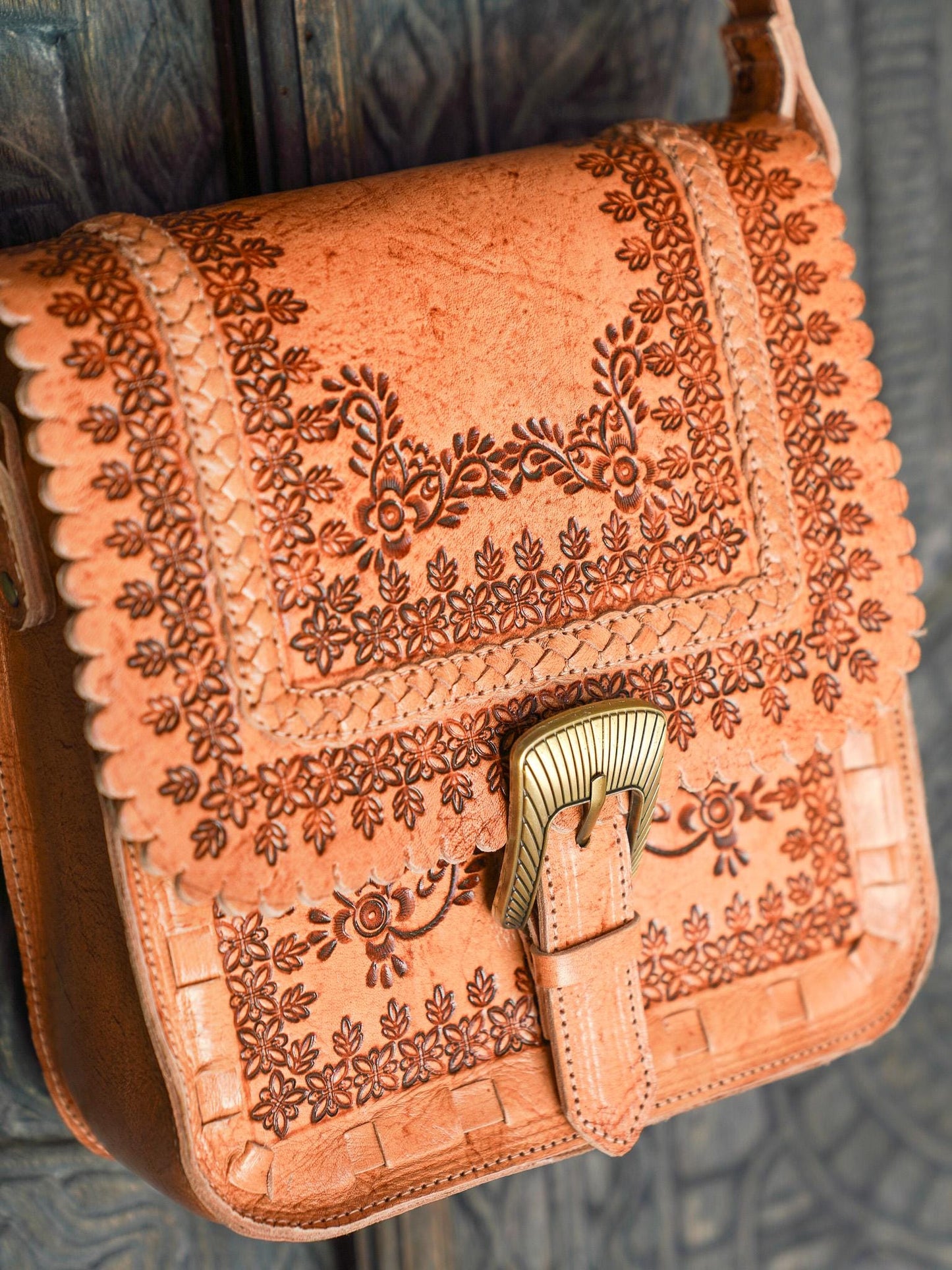 Hand Tooled Boho Crossbody Bag, Vintage Purse, Shoulder Bag