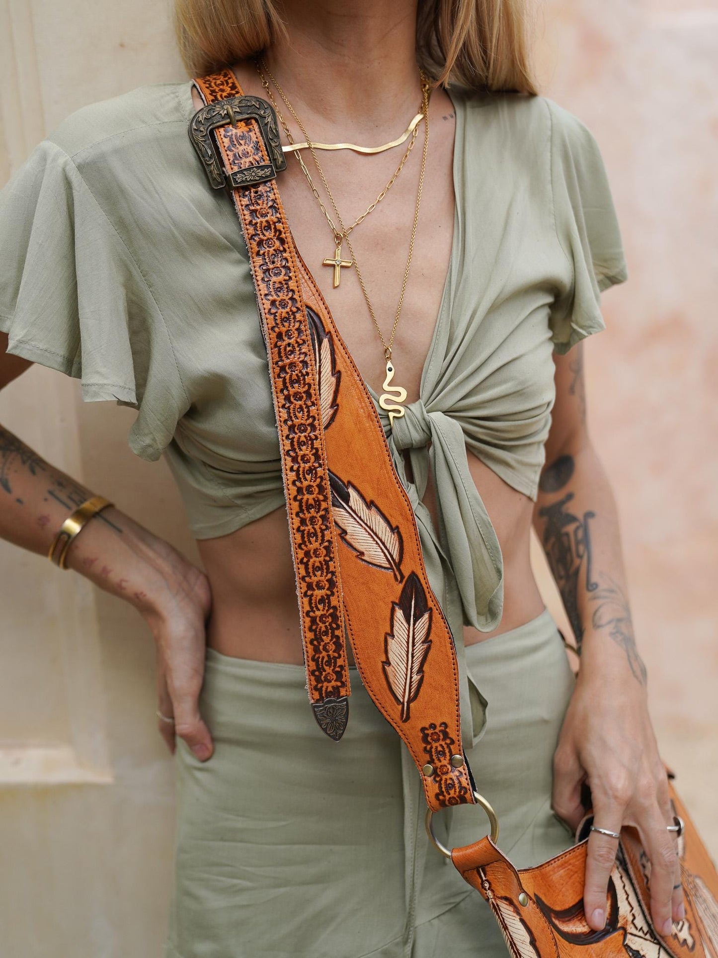 Wester Purse Crossbody, Hand Tooled Leather Bag, Boho Fringe Purse
