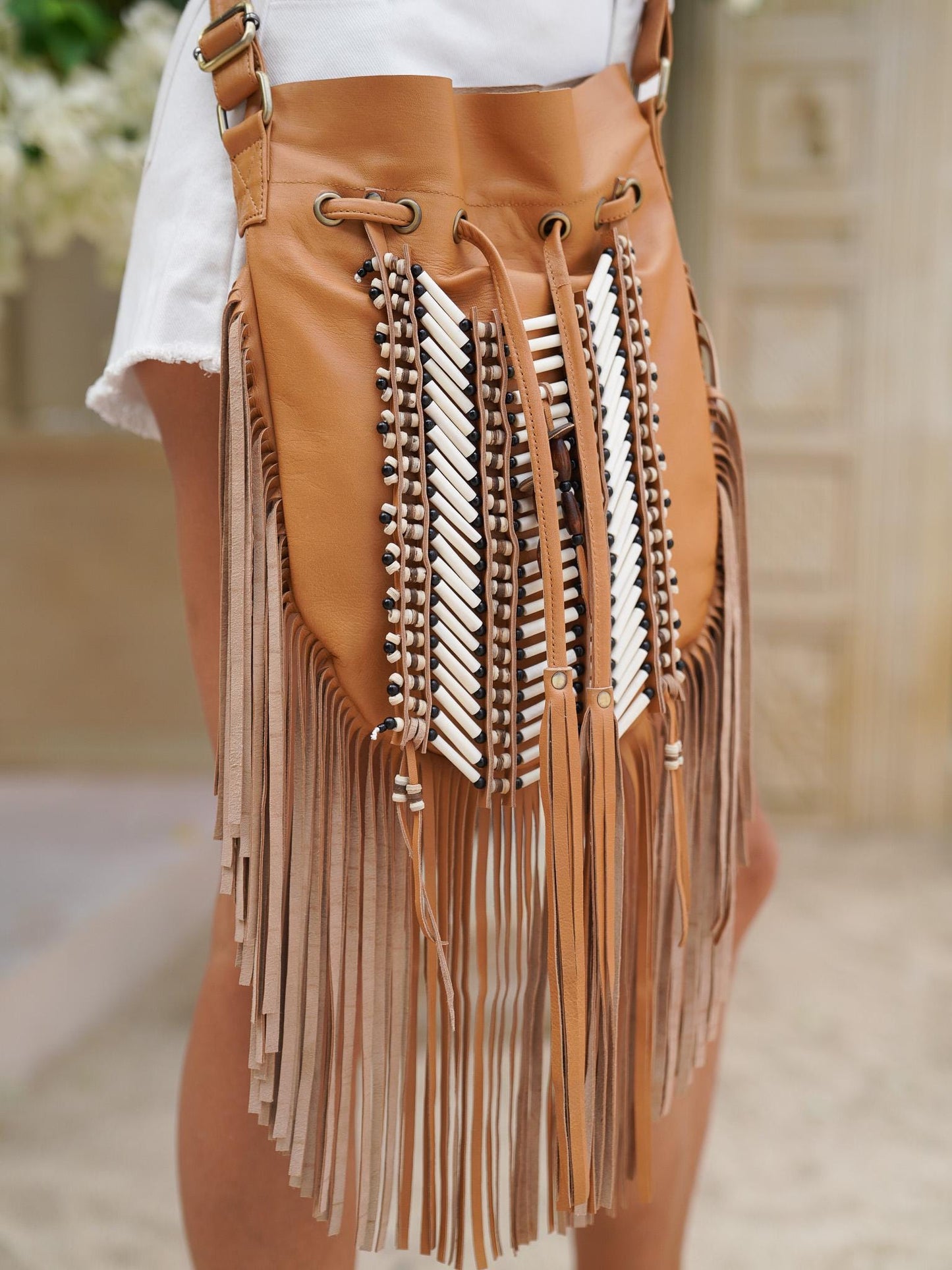 Western Fringe Purse, Leather Boho Cross body Bag